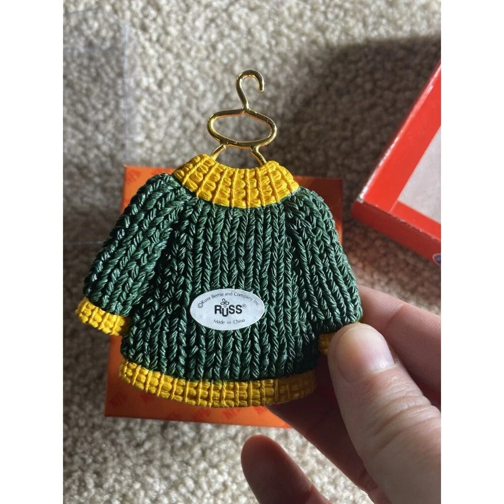 Vintage 1996 Green Bay Packers Sweater Ornament Russ Team Trimmers NFL Boxed